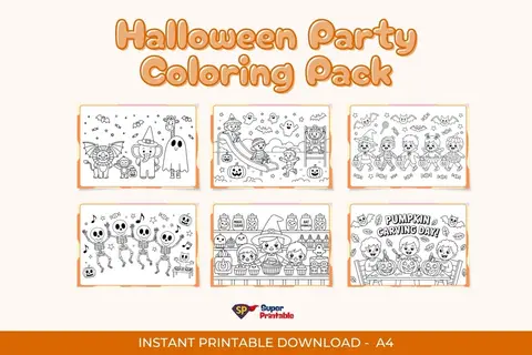 20 Halloween Party Coloring Pack Feature Image