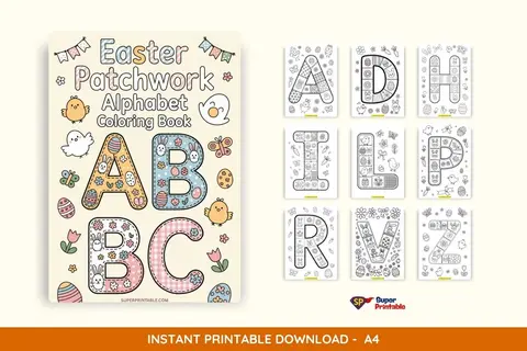25+ Easter Patchwork Alphabet Coloring Pages Feature Image