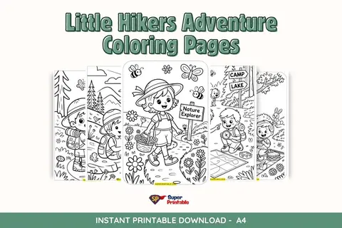 9 Little Hikers Adventure Coloring Pages Feature Image