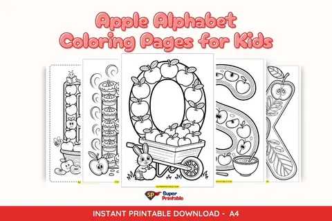 Apple Alphabet Coloring Pages for Kids