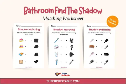Bathroom Find The Shadow Matching Worksheet