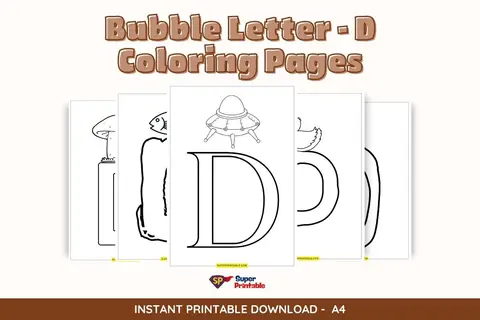 Bubble Letter - D Coloring Pages Feature Image