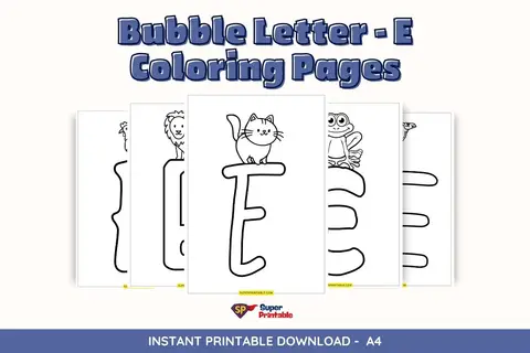 8 Bubble Letter-E Coloring Pages