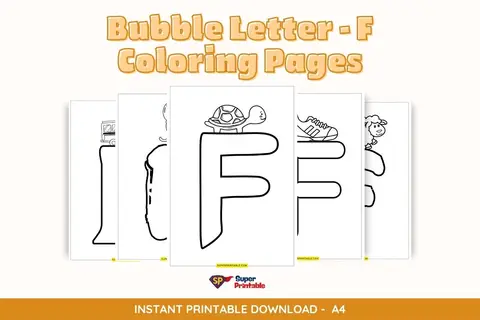 Bubble Letter - F Coloring Pages Feature Image