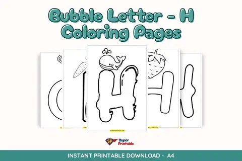 Bubble Letter - H Coloring Pages Feature Image