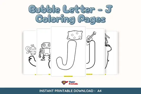 8 Bubble Letter - J Coloring Pages