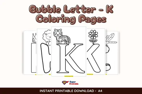 8 Bubble Letter - K Coloring Pages