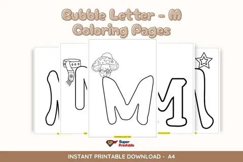 Bubble Letter - M Coloring Pages Feature Image