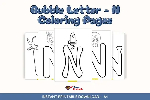 Bubble Letter - N Coloring Pages Feature Image