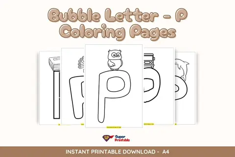 8 Bubble Letter - P Coloring Pages
