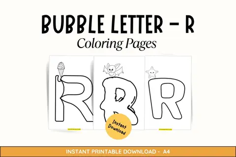 8 Bubble Letter - R Coloring Pages