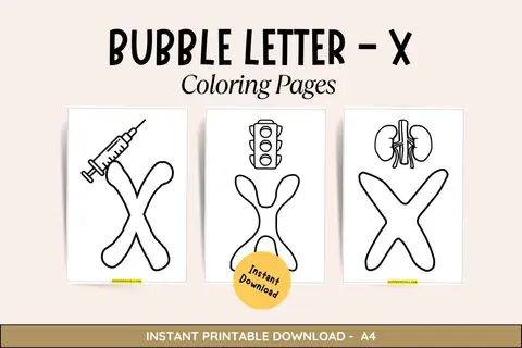 Bubble Letter - X Coloring Pages Feature Image