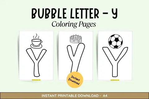 Bubble Letter - Y Coloring Pages Feature Image