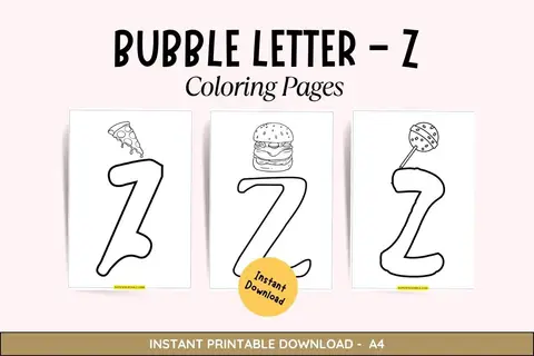 Bubble Letter - Z Coloring Pages Feature Image