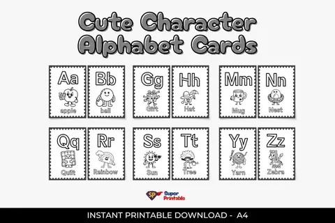 10+ Cute Character Alphabet Cards