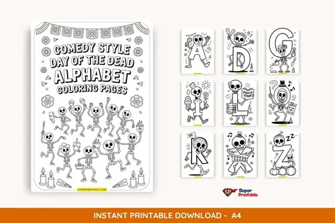 Day of the Dead Alphabet Coloring Pages Feature Image