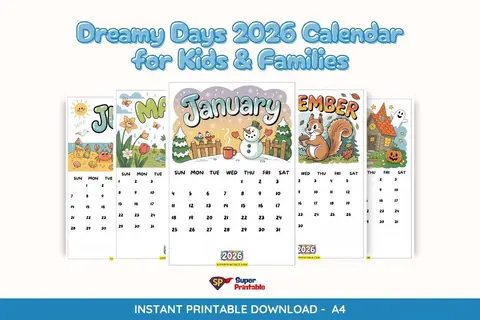Dreamy Days 2026 Calendar for Kids & Families