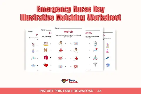 Emergency Nurse Day Illustrative Matching Worksheet
