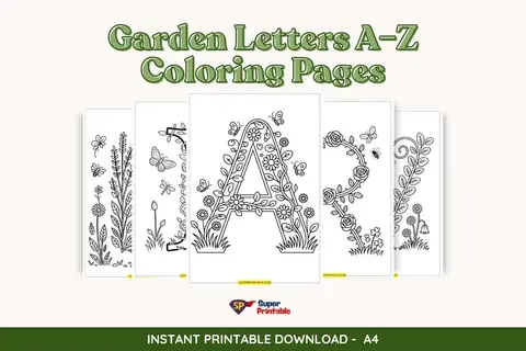 Garden Letters A–Z Coloring Pages