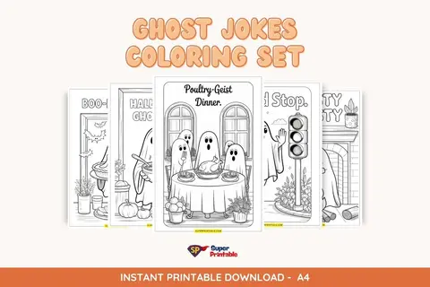20+ Ghost Jokes Coloring Set