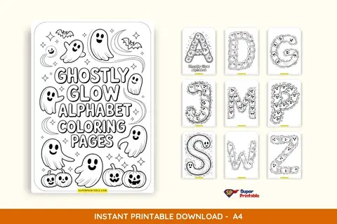 Ghostly Glow Alphabet Coloring Pages