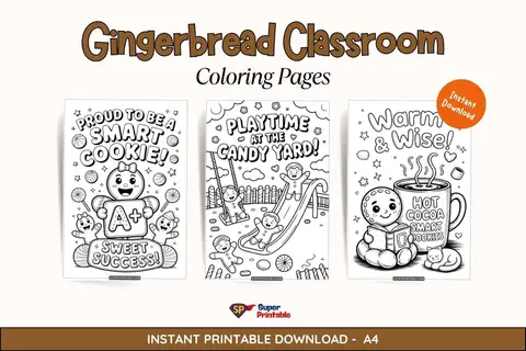 Gingerbread Classroom Coloring Pages Feature Image
