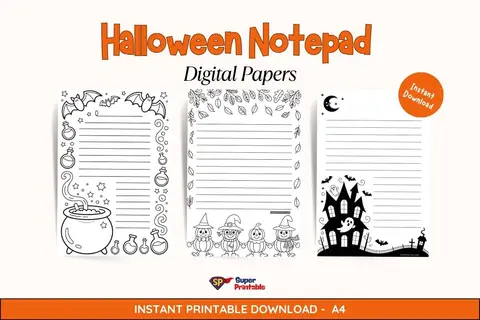 15 Halloween Notepad Digital Papers
