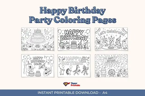 8+ Happy Birthday Party Coloring Pages
