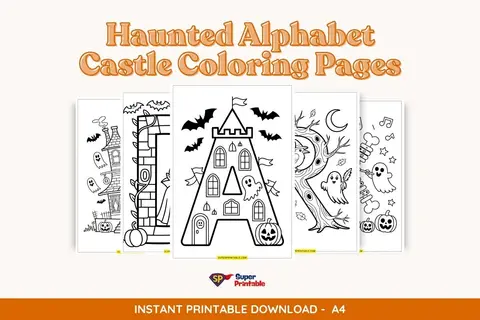 Haunted Alphabet Castle Coloring Pages