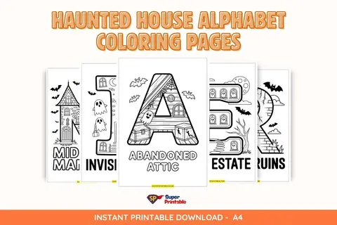 Haunted House Alphabet Coloring Pages Feature Image