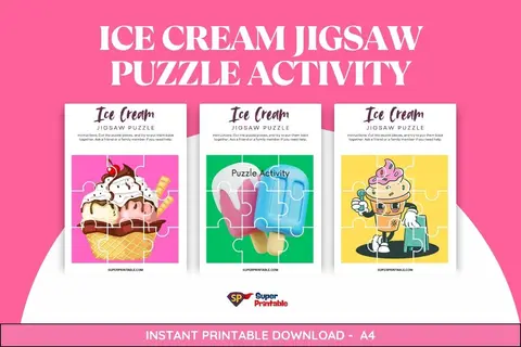 20 Ice Cream Jigsaw Puzzle Activity