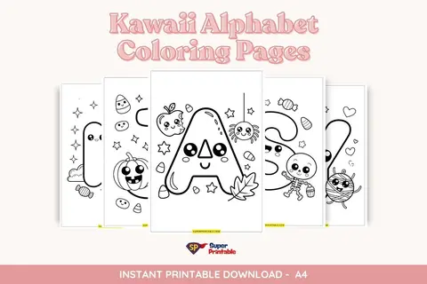 Kawaii Alphabet Coloring Pages