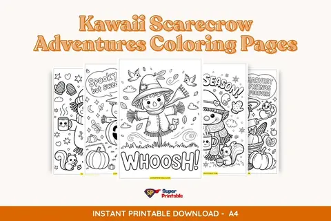 15+ Kawaii Scarecrow Adventures Coloring Pages