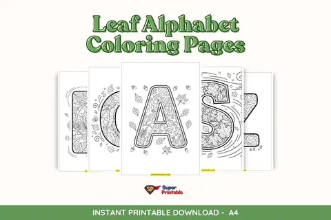 Leaf Alphabet Coloring Pages
