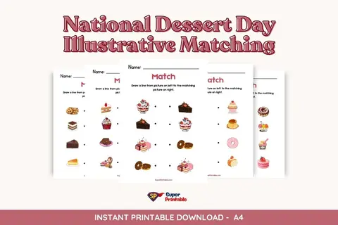 National Dessert Day Illustrative Matching Worksheet