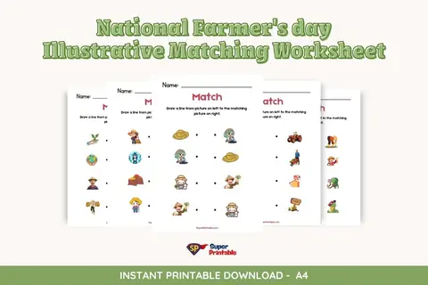 National Farmer's day Illustrative Matching Worksheet
