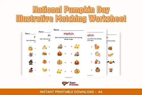 National Pumpkin Day Illustrative Matching Worksheet