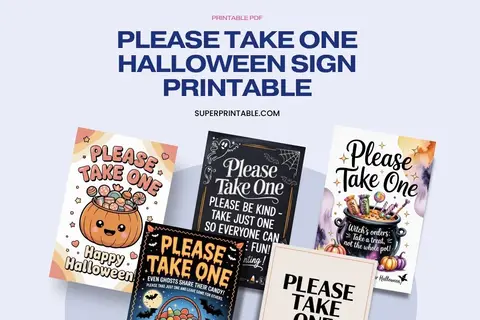 6 Please Take One Halloween Sign Printable