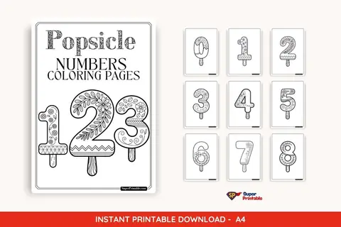10 Popsicle Numbers Coloring Pages