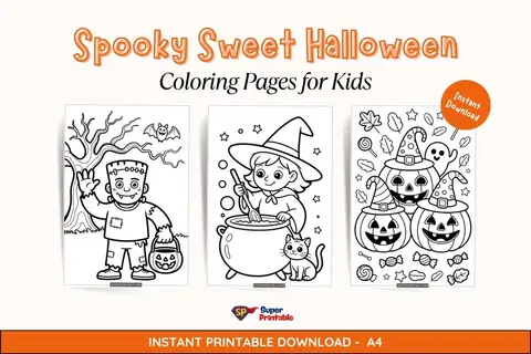 Spooky Sweet Halloween Coloring Pages for Kids Feature Image