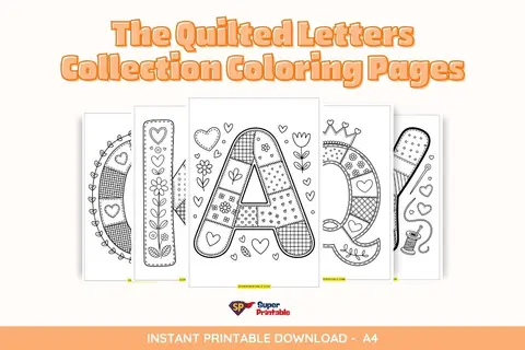 The Quilted Letters Collection Coloring Pages