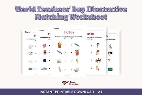 World Teachers' Day Illustrative Matching Worksheet