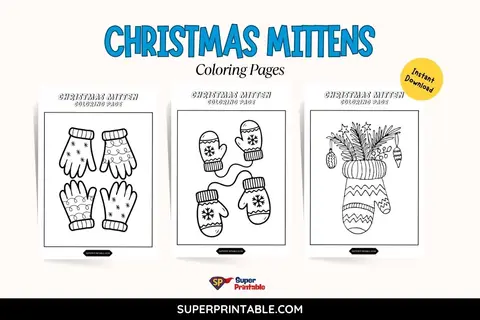 20 Christmas Mittens Coloring Pages