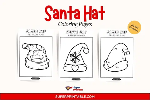 30 Santa Hat Coloring Pages Feature Image