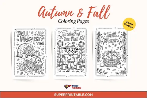 Autumn & Fall Coloring Pages Feature Image
