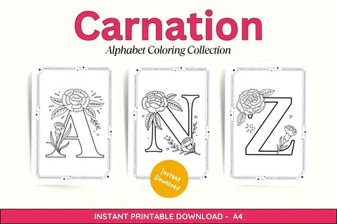 Carnation Alphabet Coloring Pages