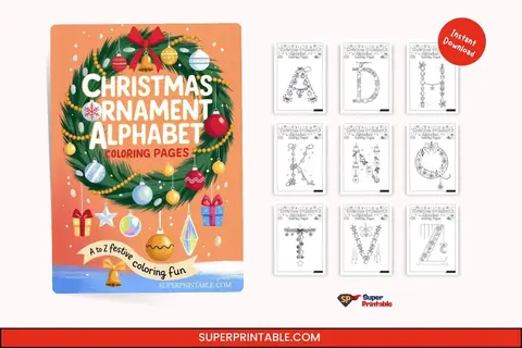 Christmas Ornament Alphabet Coloring Pages