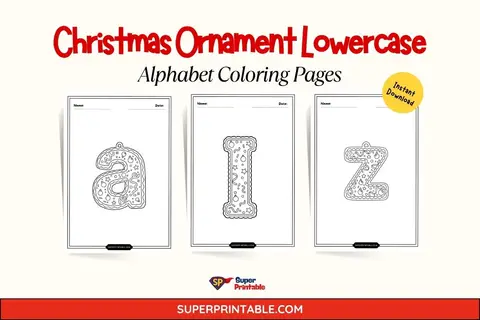 Christmas Ornament Lowercase Alphabet Coloring Pages Feature Image
