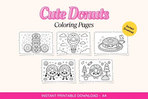 Cute Donuts Coloring Pages Feature Image