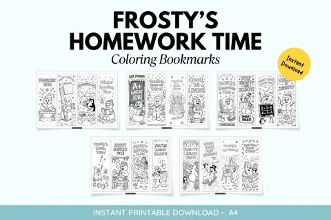 Frosty’s Homework Time Coloring Bookmarks Feature Image